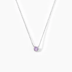 Collier Clair Or Blanc Amethyste