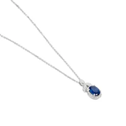 Collier Cloee Or Blanc Saphir Et Diamant