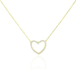 Collier Coeur Droit Or Jaune Oxyde De Zirconium