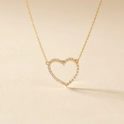 Collier Coeur Droit Or Jaune Oxyde De Zirconium