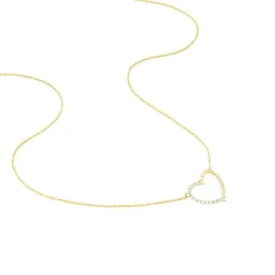Collier Coeur Droit Or Jaune Oxyde De Zirconium
