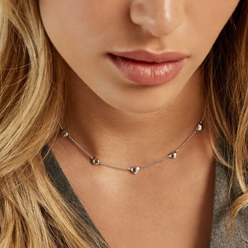 Collier Cœur D'amour Argent Blanc