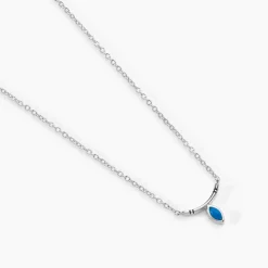 Collier Cyane Argent Blanc Turquoise