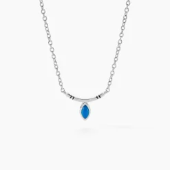 Collier Cyane Argent Blanc Turquoise