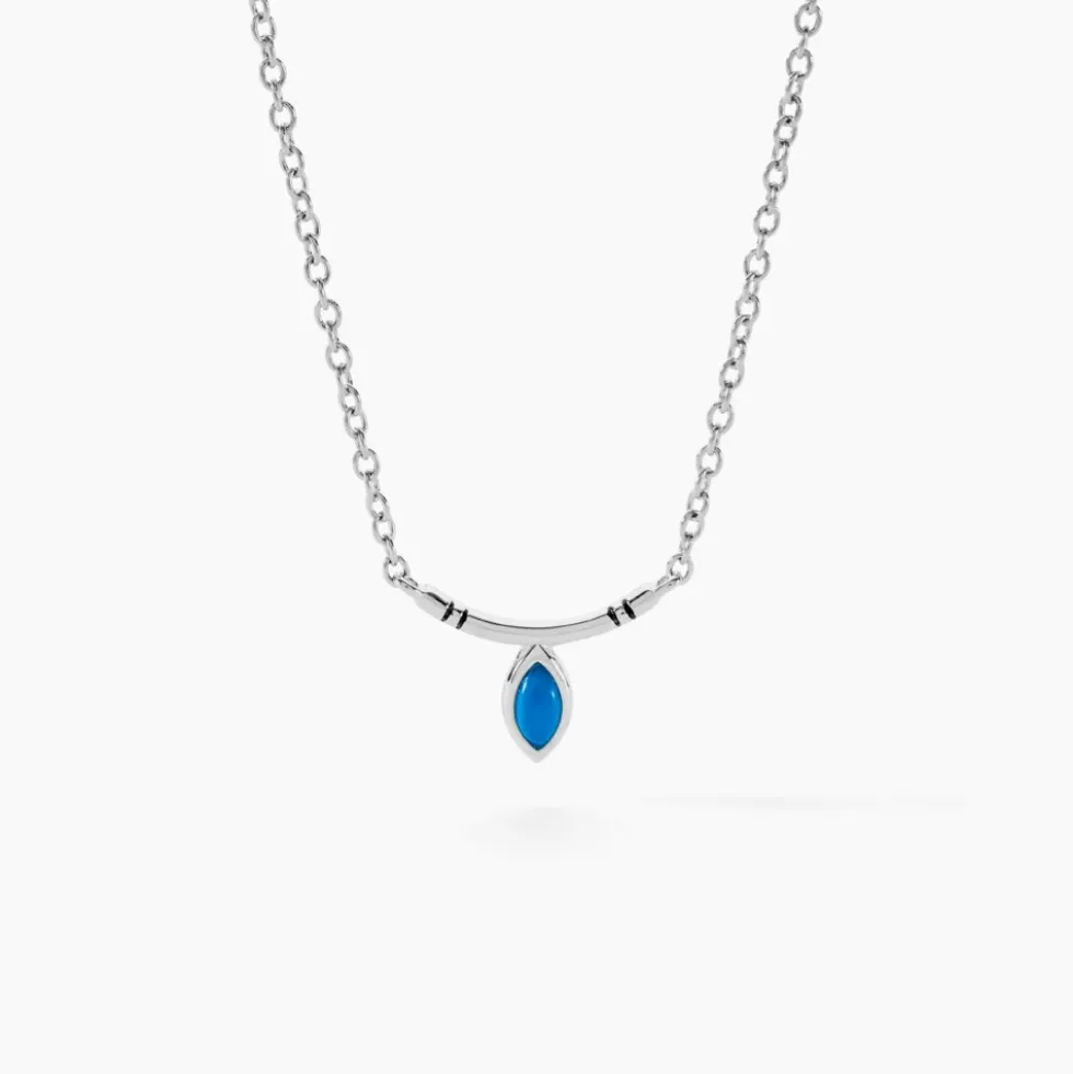 Collier Cyane Argent Blanc Turquoise