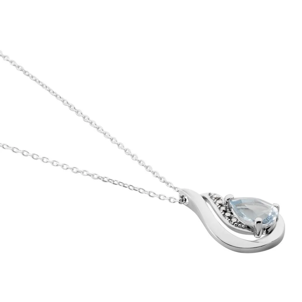 Collier Daen Or Blanc Topaze Oxyde