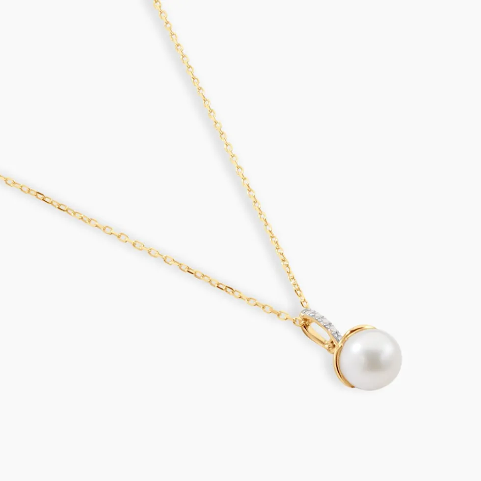 Collier Delight Or Jaune Perle De Culture Oxyde De Zirconium