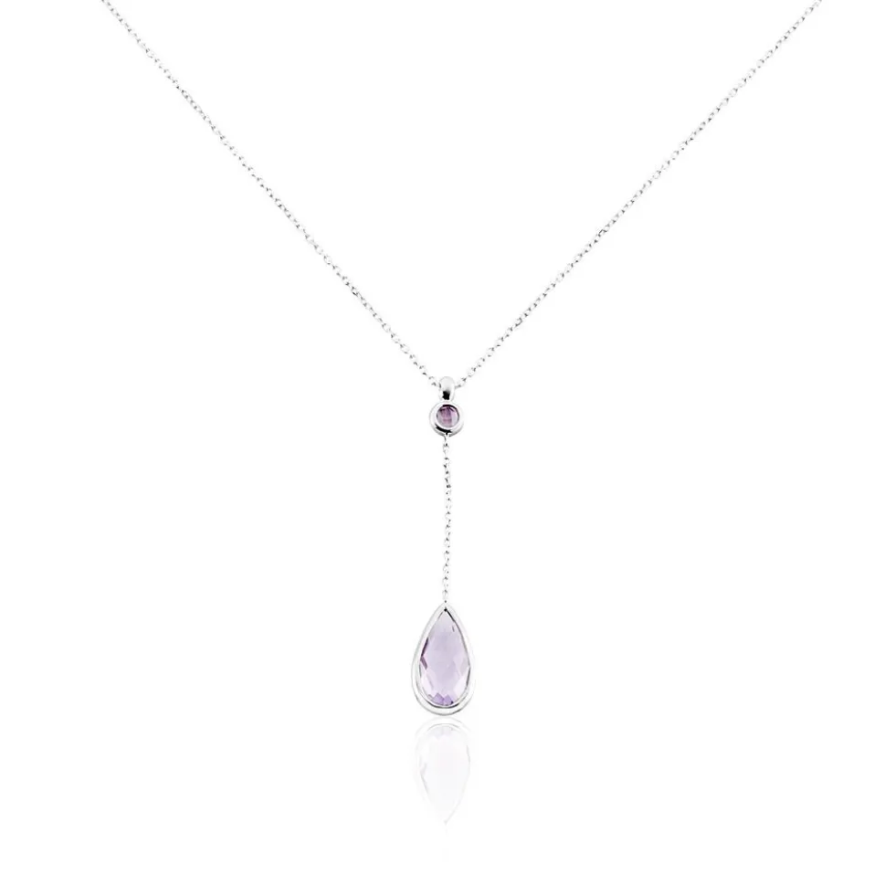 Collier Dennis Or Blanc Amethyste