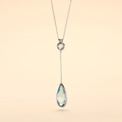 Collier Dennis Or Blanc Topaze