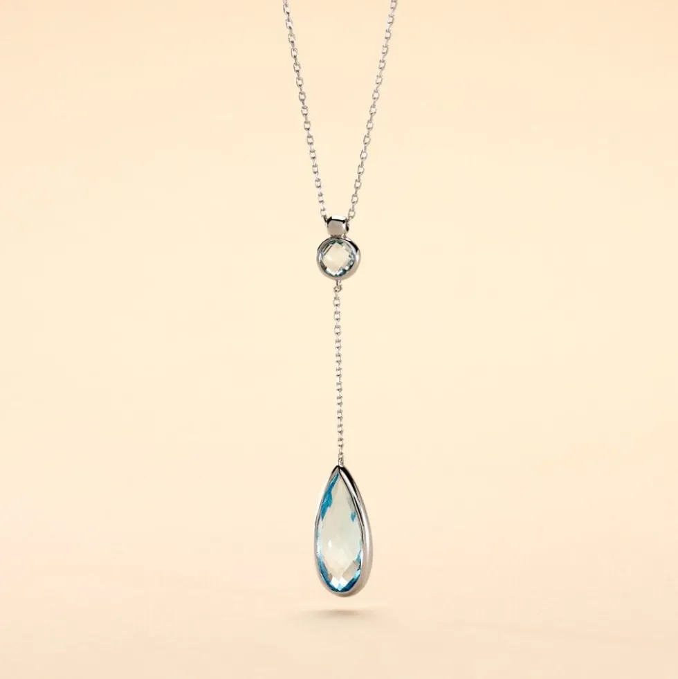 Collier Dennis Or Blanc Topaze