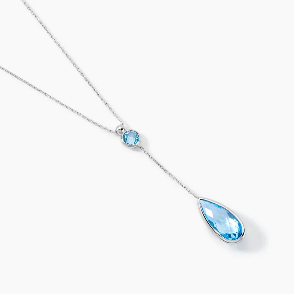 Collier Dennis Or Blanc Topaze