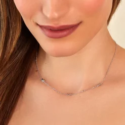 Collier Diep Argent Blanc Oxyde De Zirconium