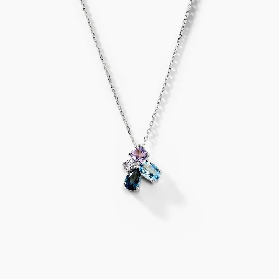 Collier Doryne Or Blanc Topaze Améthyste