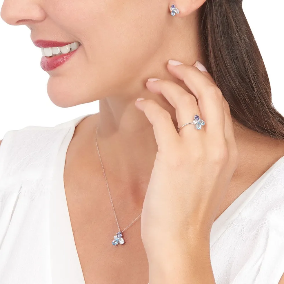Collier Doryne Or Blanc Topaze Et Oxyde De Zirconium