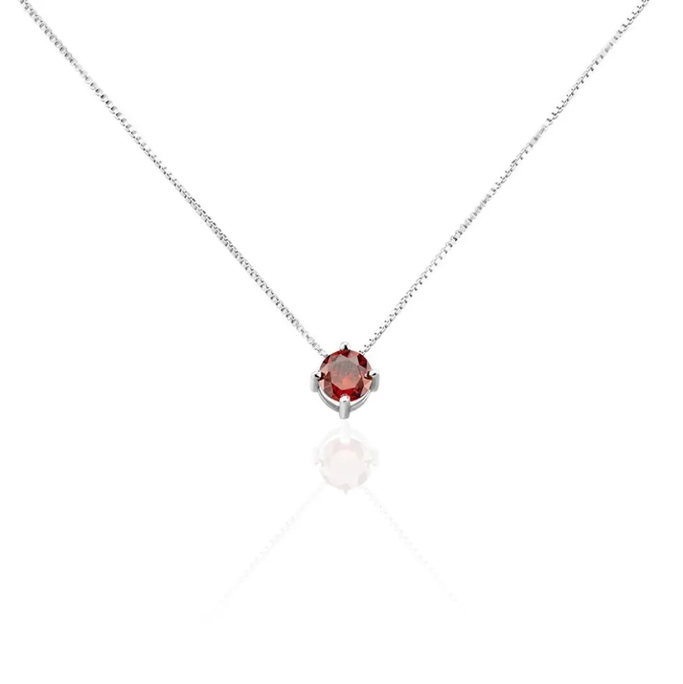 Collier Dwight Argent Blanc Oxyde De Zirconium Rouge
