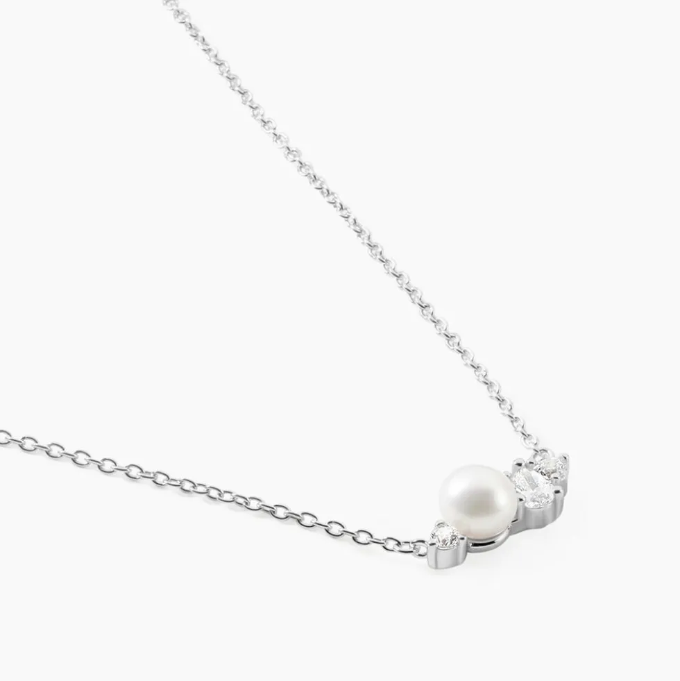 Collier Elea Argent Blanc Perle De Culture Oxyde De Zirconium