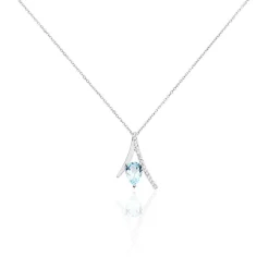 Collier Electa Or Blanc Topaze Et Oxyde De Zirconium