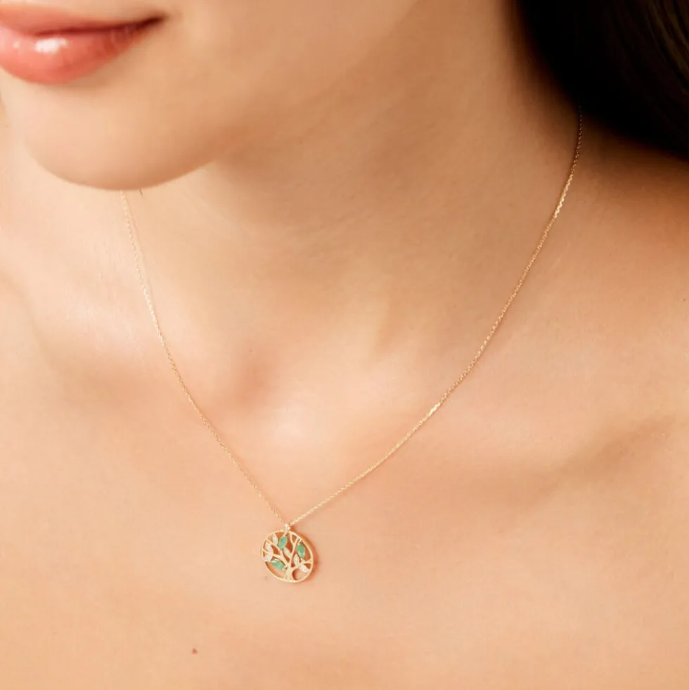 Collier Elsebein Or Jaune Emeraude
