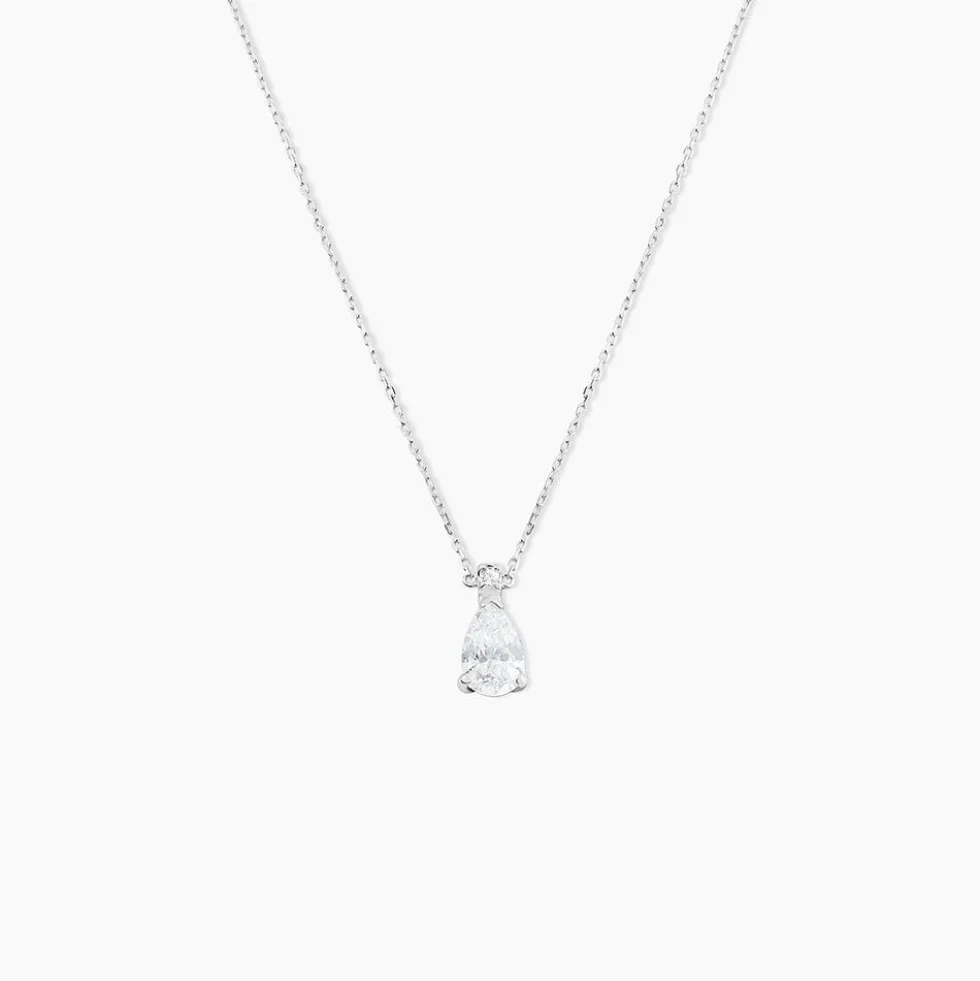 Collier Enis Or Blanc Oxyde De Zirconium Et Olivine