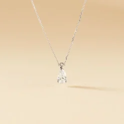 Collier Enis Or Blanc Oxyde De Zirconium Et Olivine