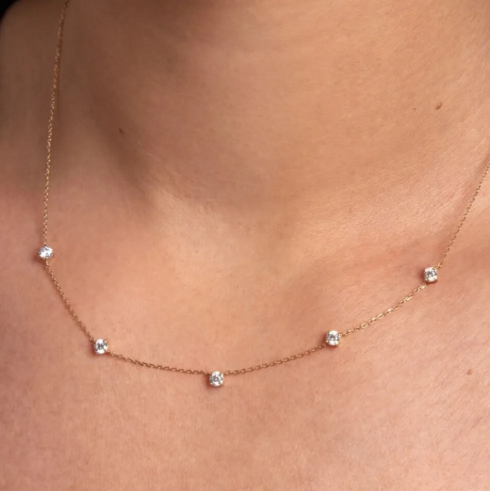Collier Ethere Or Jaune Oxyde De Zirconium