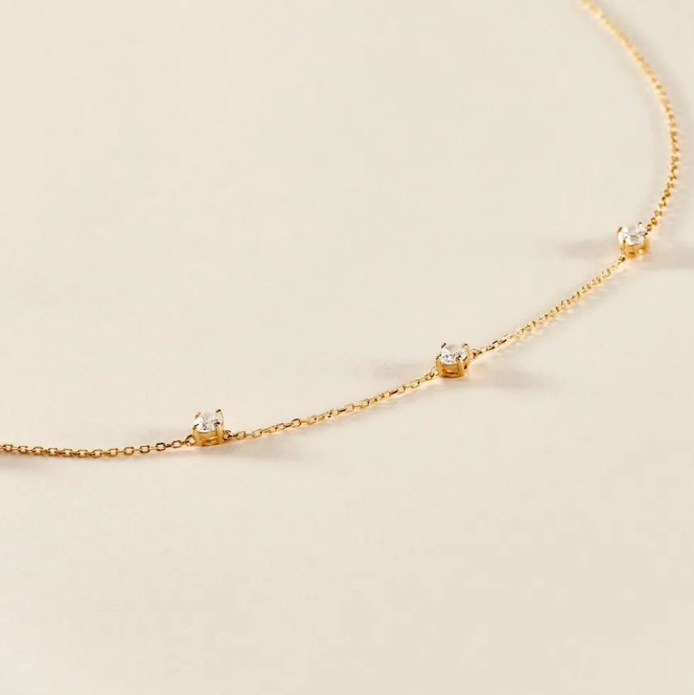 Collier Ethere Or Jaune Oxyde De Zirconium