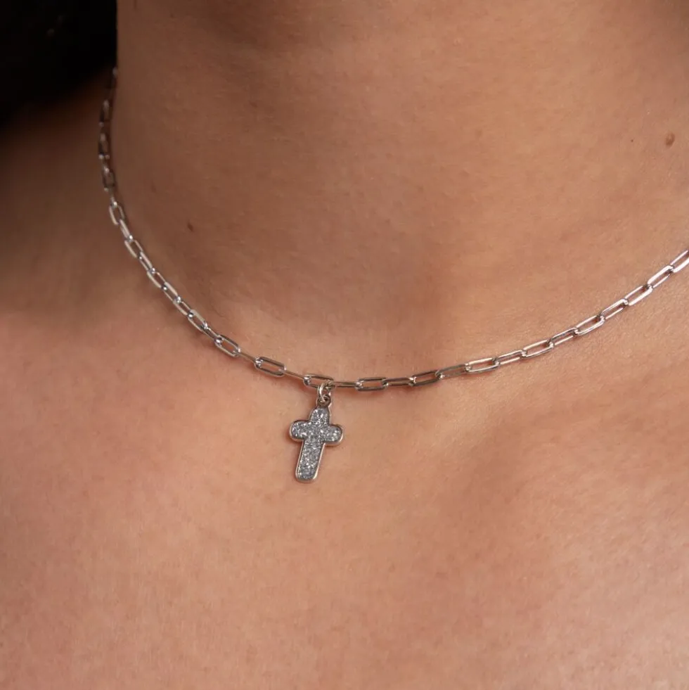 Collier Etincelante Argent Blanc