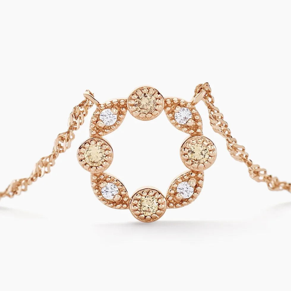 Collier Eugenie Argent Rose Oxyde De Zirconium