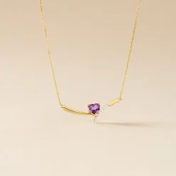 Collier Eva Or Jaune Amethyste Et Oxyde De Zirconium