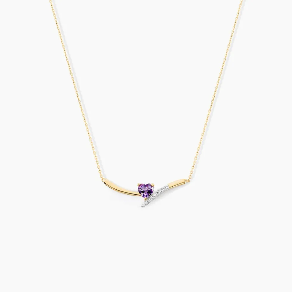 Collier Eva Or Jaune Amethyste Et Oxyde De Zirconium