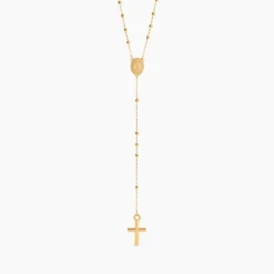 Collier Evelina Croix Maille Boule Or Jaune