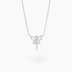 Collier Fee Or Blanc Diamant
