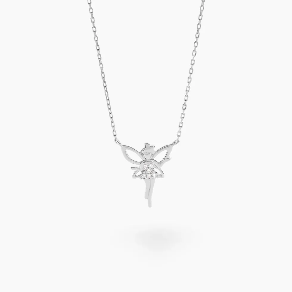 Collier Fee Or Blanc Diamant