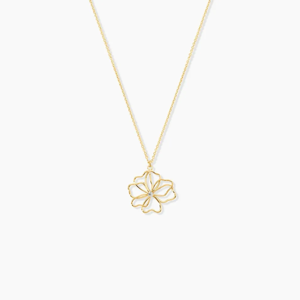 Collier Floraison Dorée Or Jaune Oxyde De Zirconium