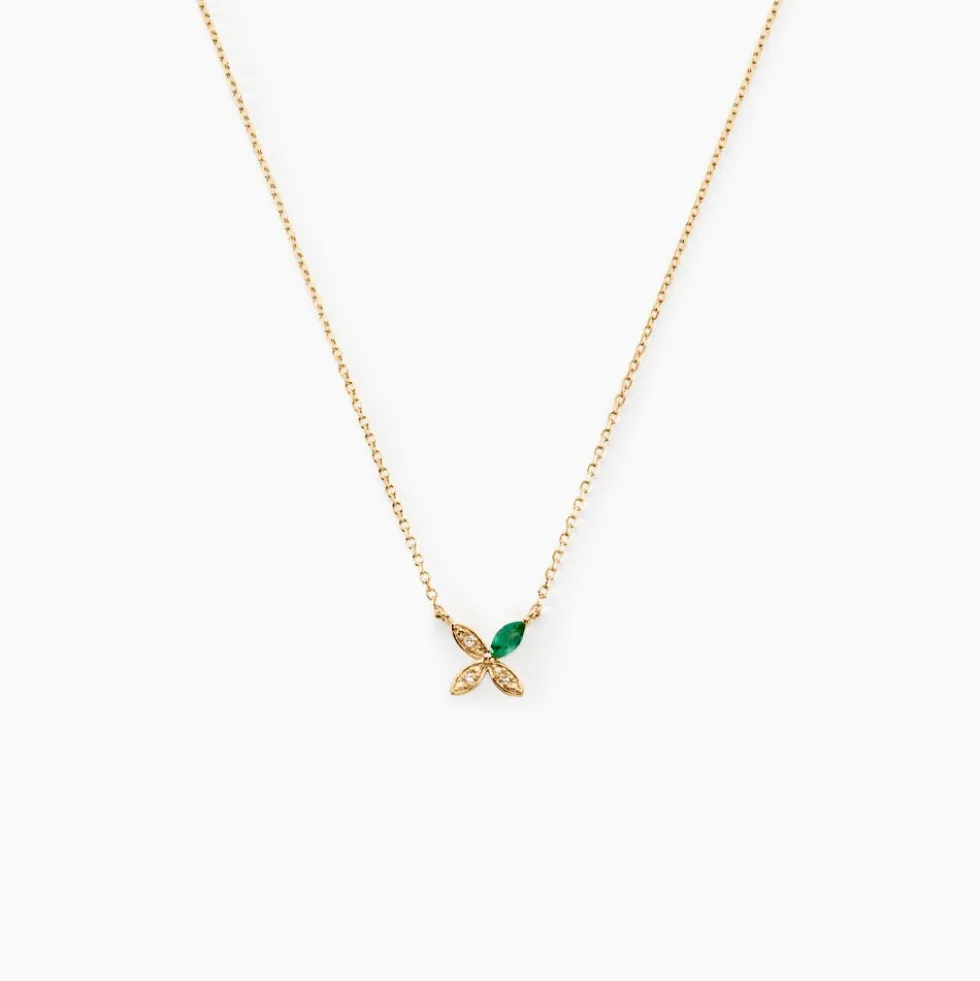 Collier Flower Power Or Jaune Emeraude Diamant