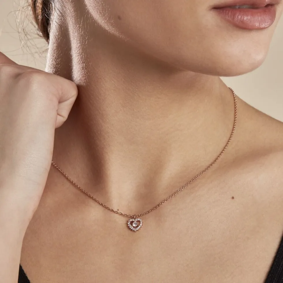 Collier Gino Argent Rose Oxyde De Zirconium