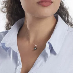 Collier Giuseppe Or Jaune Perle De Tahiti Oxyde Zirconium