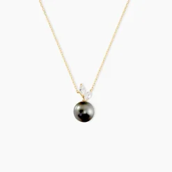 Collier Giuseppe Or Jaune Perle De Tahiti Oxyde Zirconium