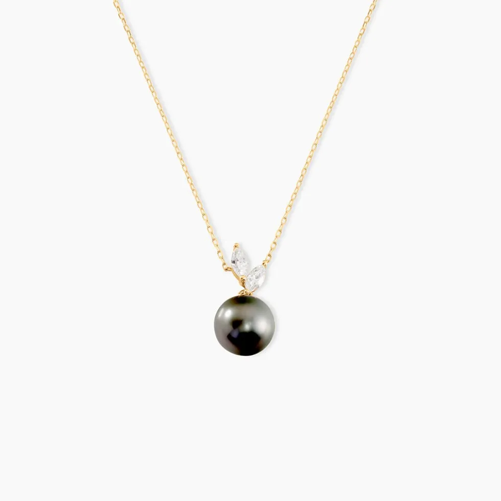 Collier Giuseppe Or Jaune Perle De Tahiti Oxyde Zirconium