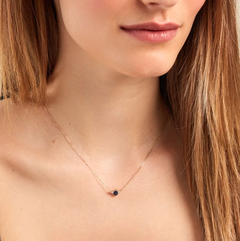 Collier Glykeria Or Jaune Saphir Diamant