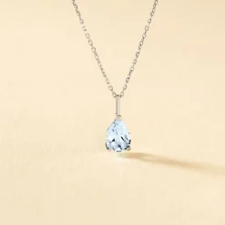Collier Goutte Or Blanc Topaze