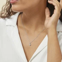 Collier Goutte Or Blanc Topaze