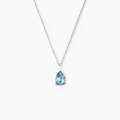 Collier Goutte Or Blanc Topaze