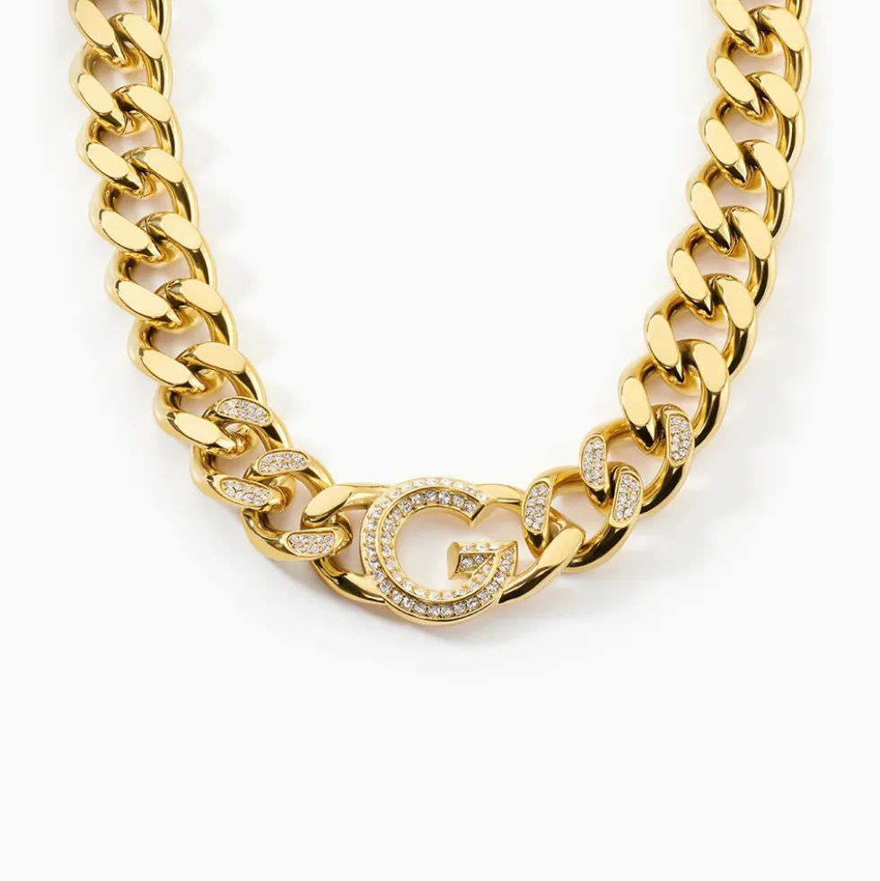 Collier Guess G Crystal Acier Jaune Oxyde De Zirconium