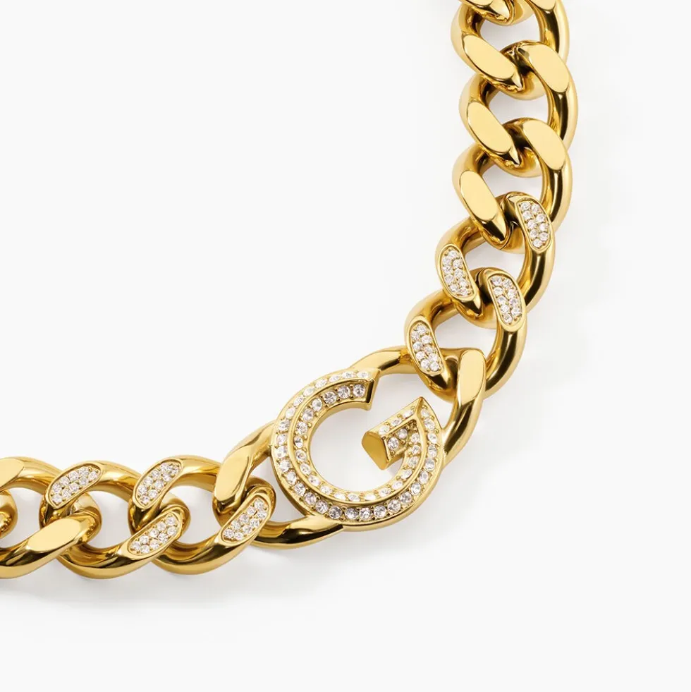 Collier Guess G Crystal Acier Jaune Oxyde De Zirconium