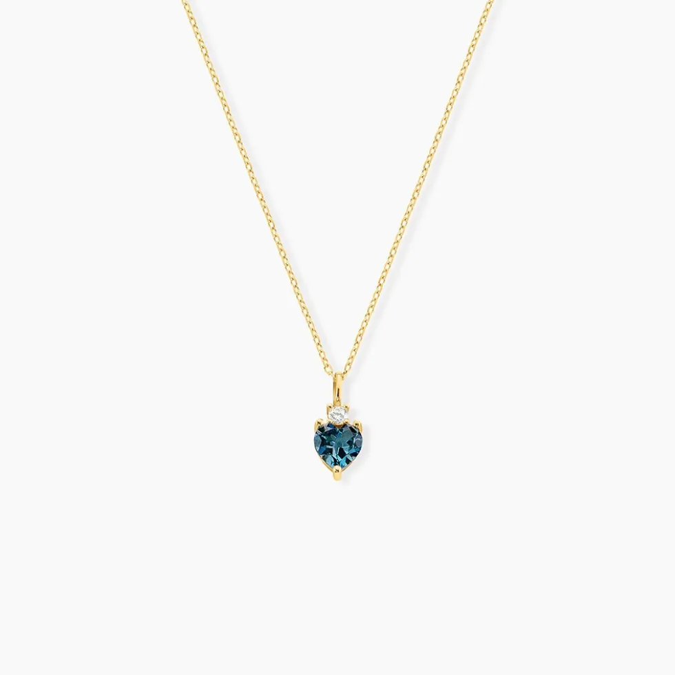 Collier Heart Or Jaune Topaze Oxyde De Zirconium