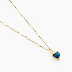 Collier Heart Or Jaune Topaze Oxyde De Zirconium