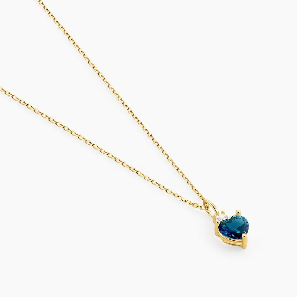 Collier Heart Or Jaune Topaze Oxyde De Zirconium