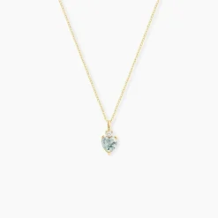 Collier Heart Or Jaune Topaze Oxyde De Zirconium