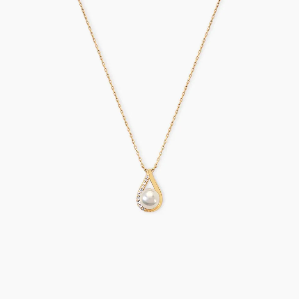 Collier Helin Or Jaune Perle De Culture Et Oxyde De Zirconium